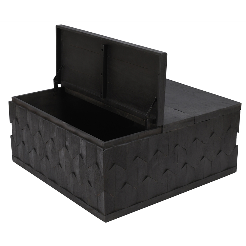 Onyx Storage Cocktail Table in Dark Gray on Mango Solid Wood