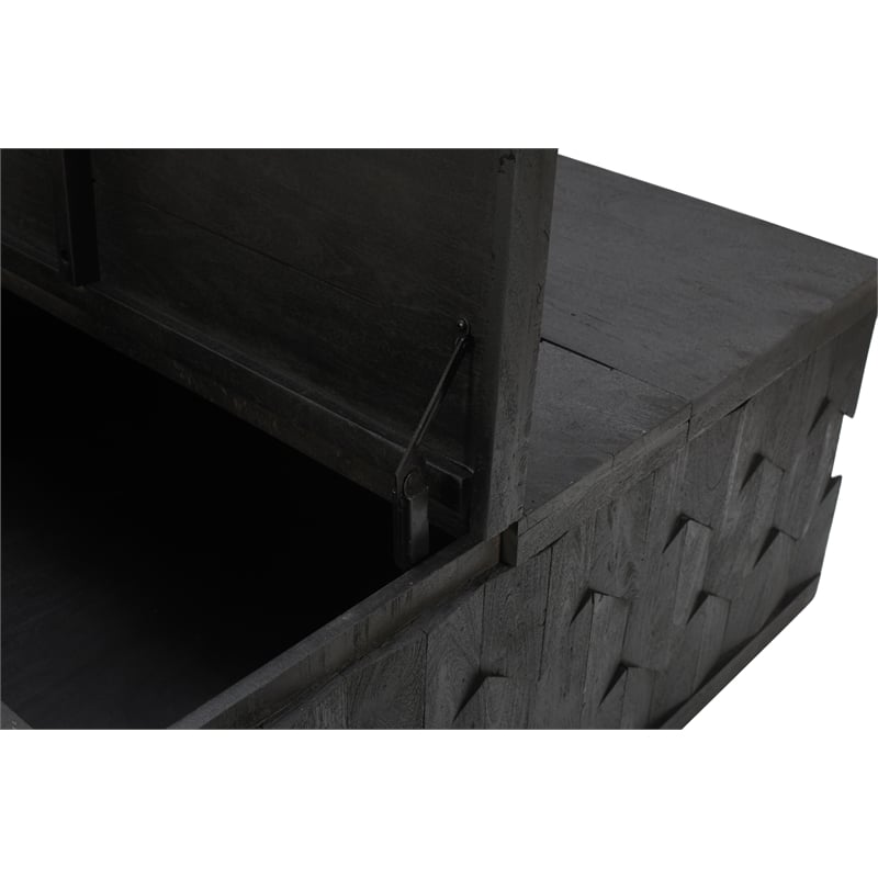 Onyx Storage Cocktail Table in Dark Gray on Mango Solid Wood