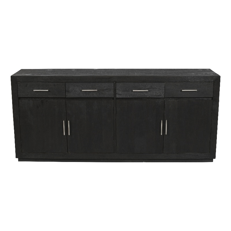 Fernious 4 Drawer 4 Door Sideboard in Dark Gray Finish on Mango Solid Wood