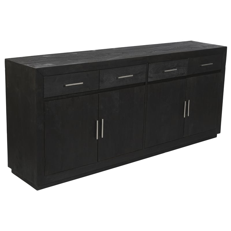 Fernious 4 Drawer 4 Door Sideboard in Dark Gray Finish on Mango Solid Wood