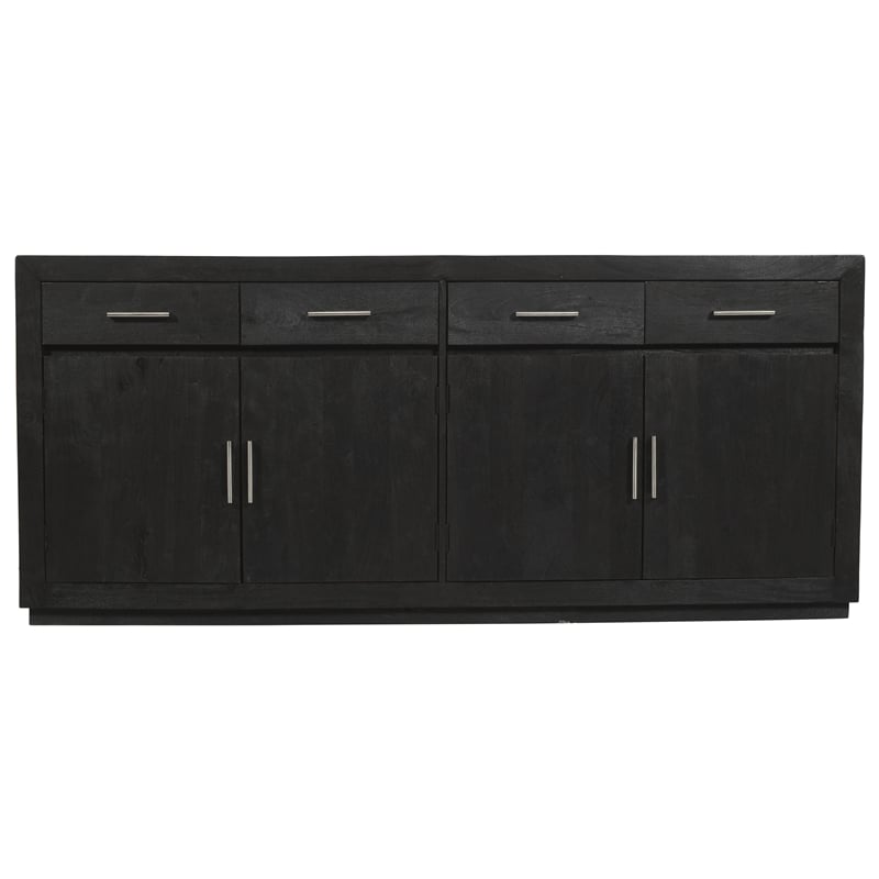Fernious 4 Drawer 4 Door Sideboard in Dark Gray Finish on Mango Solid Wood