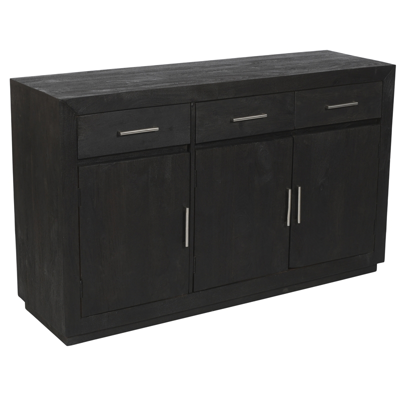 Fernious 3 Drawer 3 Door Sideboard in Dark Gray Finish on Mango Solid Wood