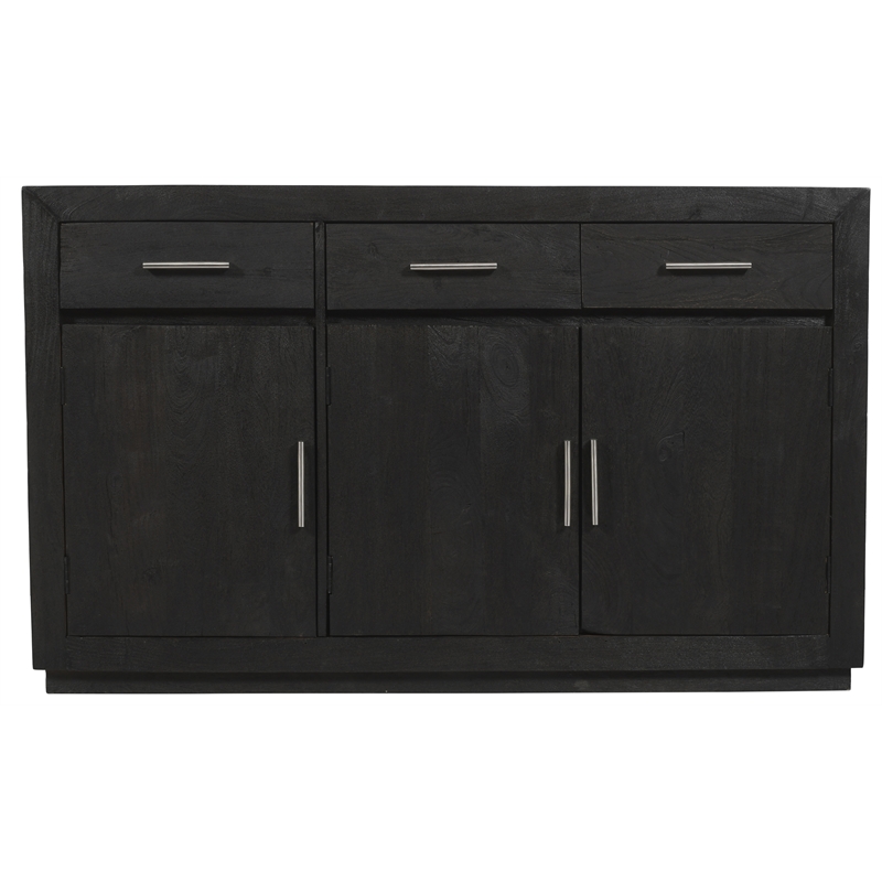 Fernious 3 Drawer 3 Door Sideboard in Dark Gray Finish on Mango Solid Wood