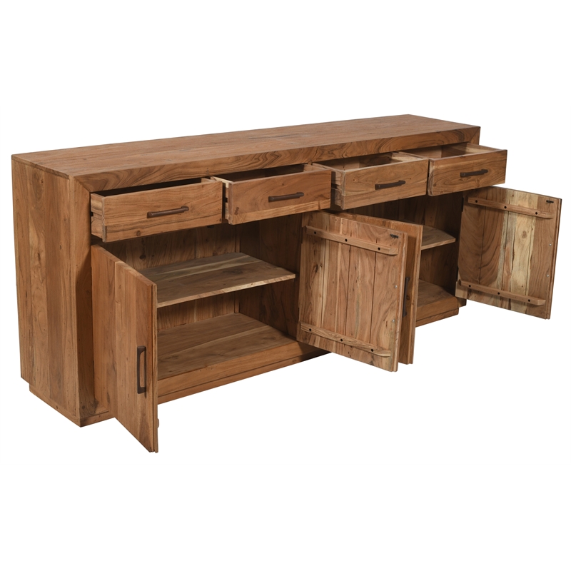 Fernious 4 Drawer 4 Door Sideboard in Natural Finish on Mango Solid Wood