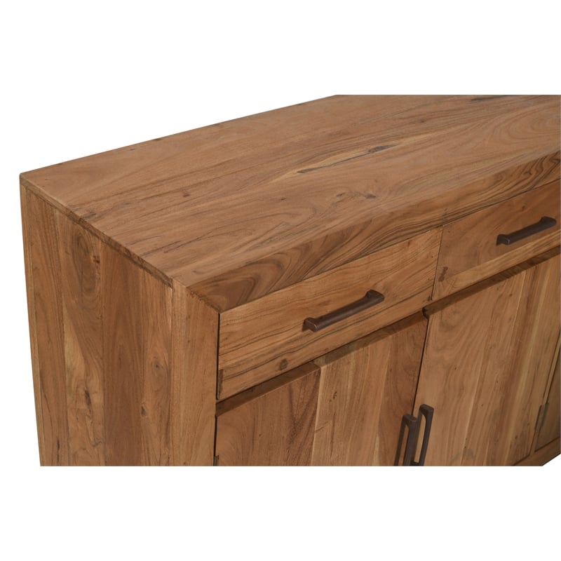 Fernious 4 Drawer 4 Door Sideboard in Natural Finish on Mango Solid Wood