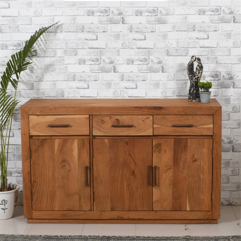 Fernious 3 Drawer 3 Door Sideboard in Natural Finish on Mango Solid Wood