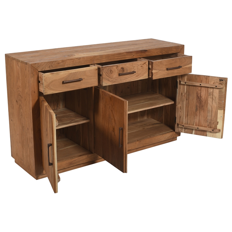 Fernious 3 Drawer 3 Door Sideboard in Natural Finish on Mango Solid Wood