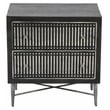 Sarah 2 Drawer Nightstand in Mango Solid Wood Antique Brown Finish on Iron Base