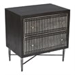 Sarah 2 Drawer Nightstand in Mango Solid Wood Antique Brown Finish on Iron Base
