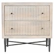 Sarah 2 Drawer Nightstand in Mango Solid Wood Brushed Ivory Finish on Iron Base