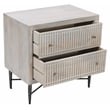 Sarah 2 Drawer Nightstand in Mango Solid Wood Brushed Ivory Finish on Iron Base