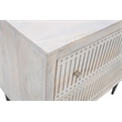 Sarah 2 Drawer Nightstand in Mango Solid Wood Brushed Ivory Finish on Iron Base