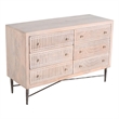 Sarah 6 Drawer Chest in Mango Solid Wood Brushed Ivory Finish on Forged Iron