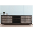 Sarah 4 Door Media Cabinet Mango Solid Wood Antique Brown Finish on Iron Base