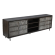 Sarah 4 Door Media Cabinet Mango Solid Wood Antique Brown Finish on Iron Base