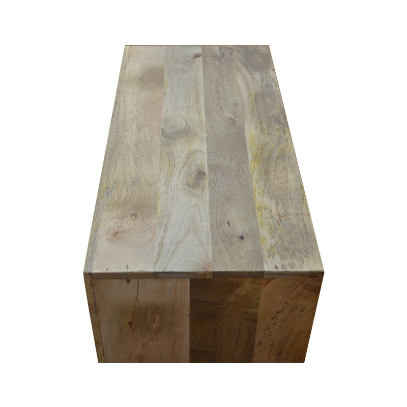 Harlow 5 Drawer Dresser Solid Wood Natural Finish on Brass-Finished Iron Frame