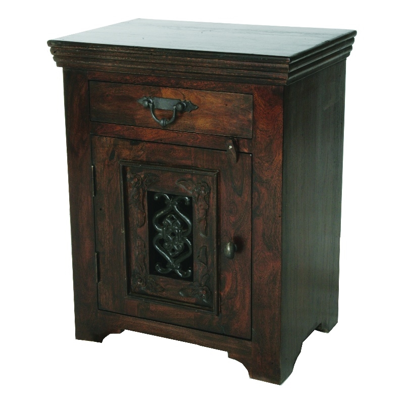 Durango Nightstand on Acacia Solid Wood in Dark Chocolate Brown