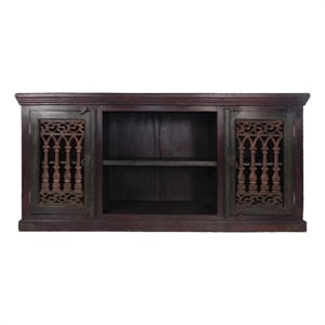 Arvada 2 Iron Jali Door Plasma on Mango Solid Wood in Dark Brown