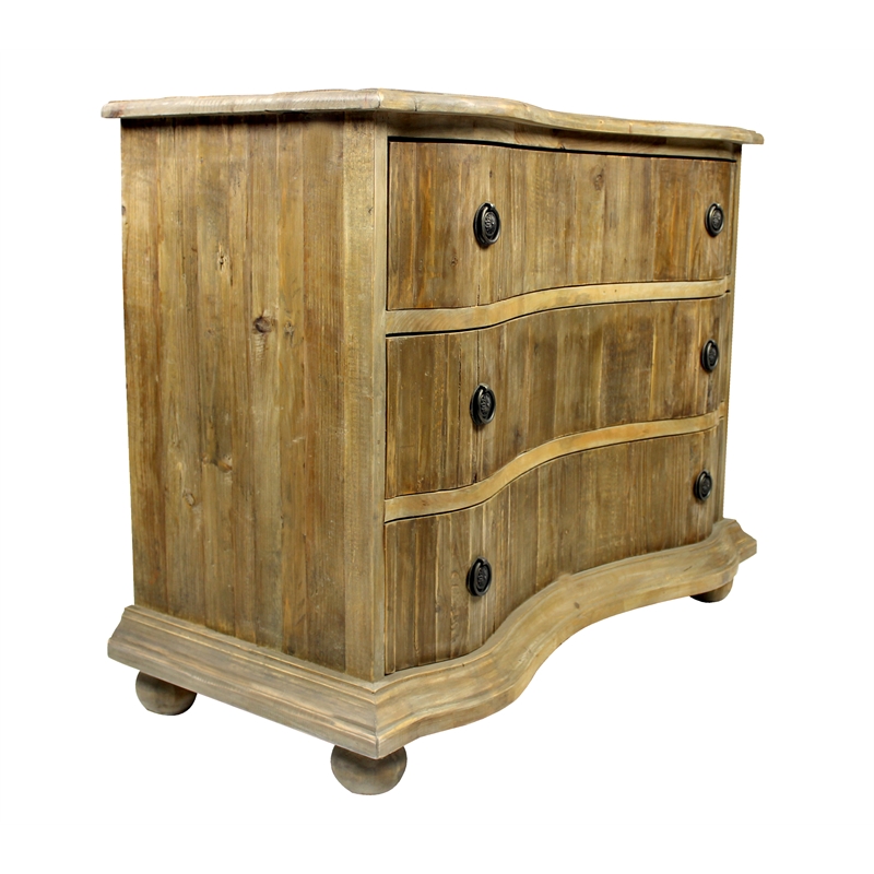 Manhattan Beach Barlow 3-Drawer Chest on Old Pine Solid Wood in Natural