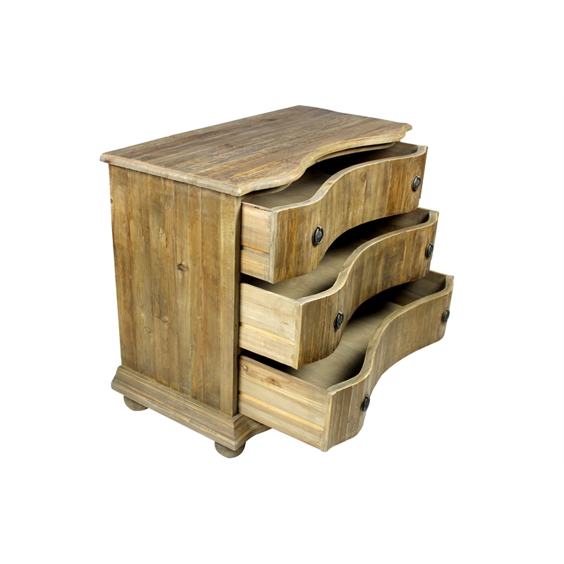 Manhattan Beach Barlow 3-Drawer Chest on Old Pine Solid Wood in Natural