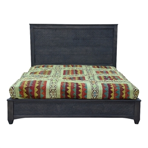 Gridley Mango Solid Wood Hand-Carved California King Sized Bed in Gray Wash