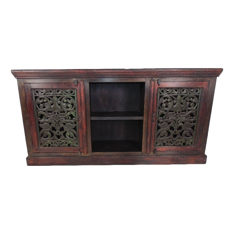 Arvada Mango Solid Wood 2 Door Hand-Carved Plasma/Buffet in Brown
