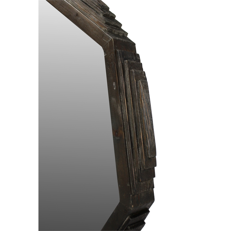 Aliso Mila Reclaimed Pine Wood Mirror in Dark Brown Finish