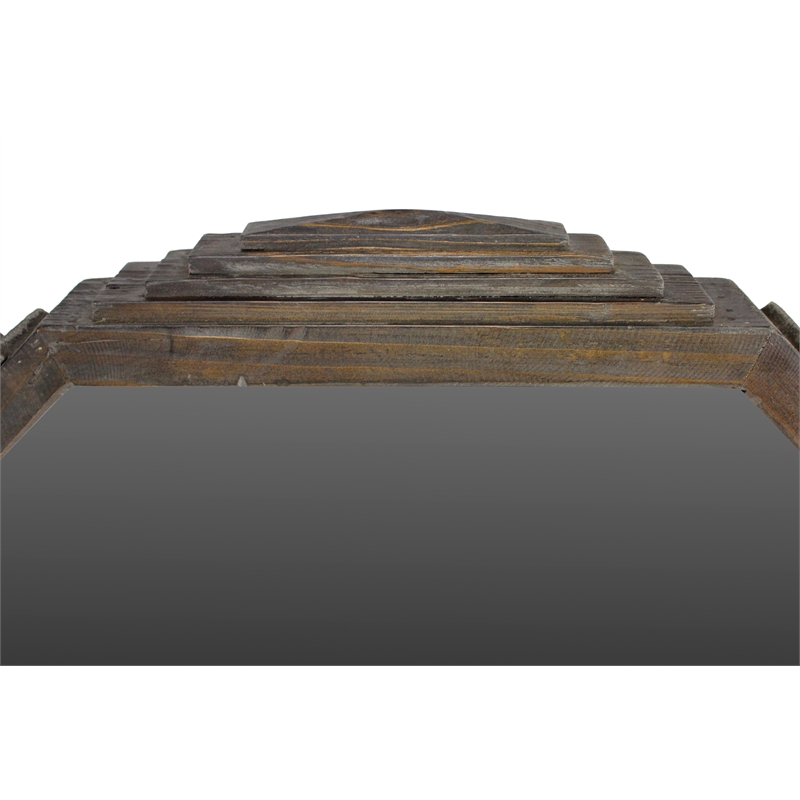 Aliso Mila Reclaimed Pine Wood Mirror in Dark Brown Finish