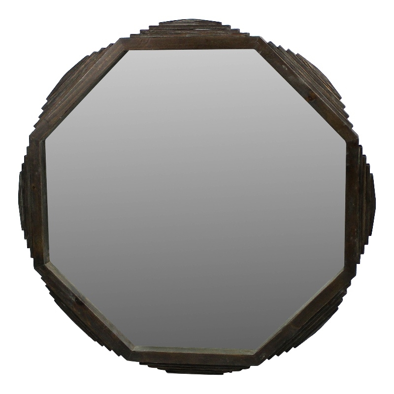 Aliso Mila Reclaimed Pine Wood Mirror in Dark Brown Finish