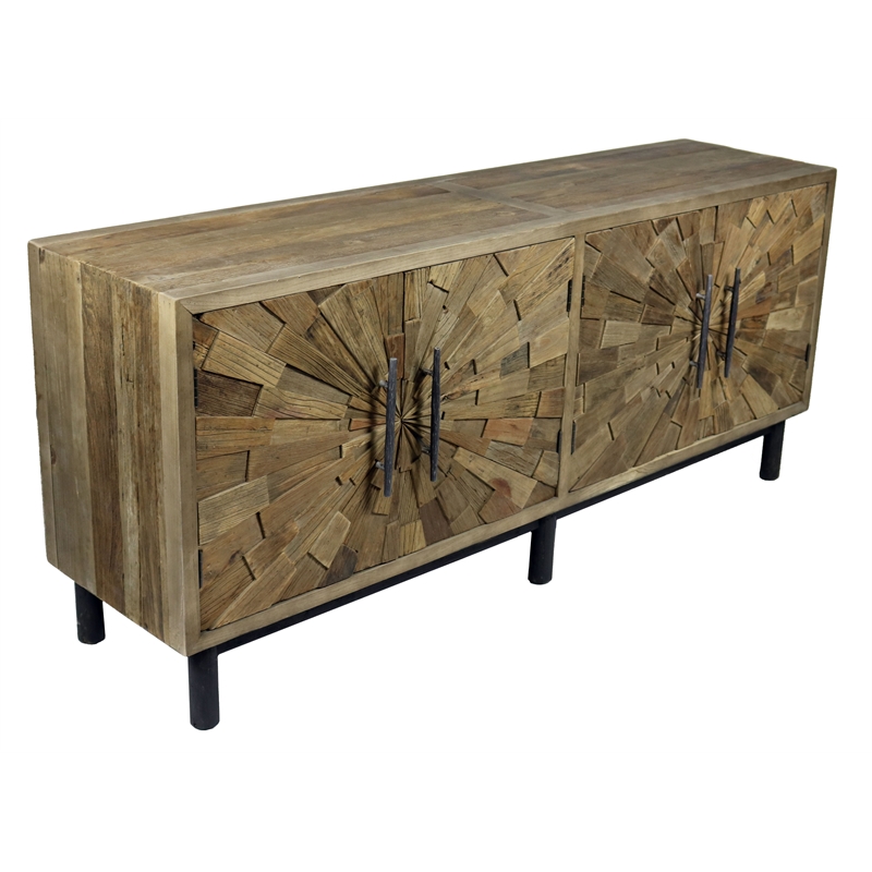 Aliso Willa 4-Door Sideboard in Reclaimed and New Elm Wood in Natural
