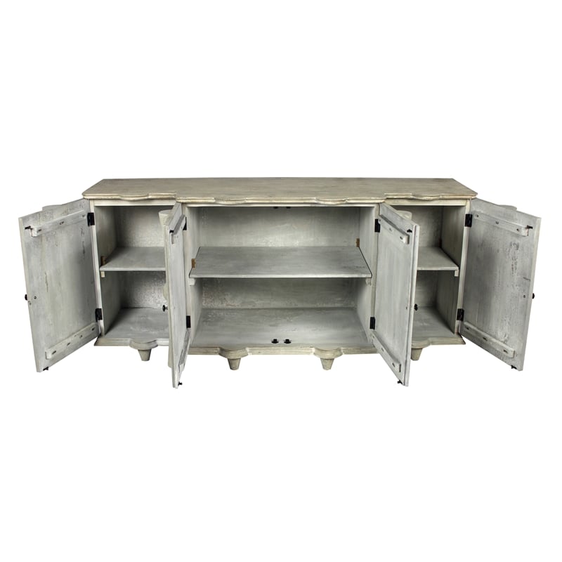 Aliso Talia 4-Door Sideboard in Reclaimed Pine Wood in White Wash