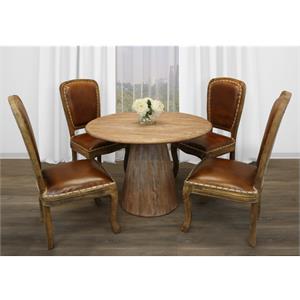 Jaden 5-Piece Dining Set with 42&quot Dining Table and 4 Genuine Leather Chairs