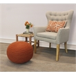 Ellie Modern Round Pouf in Orange Wool with Polyester Filling