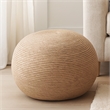 Ellie Modern Round Pouf in Beige Wool with Polyester Filling