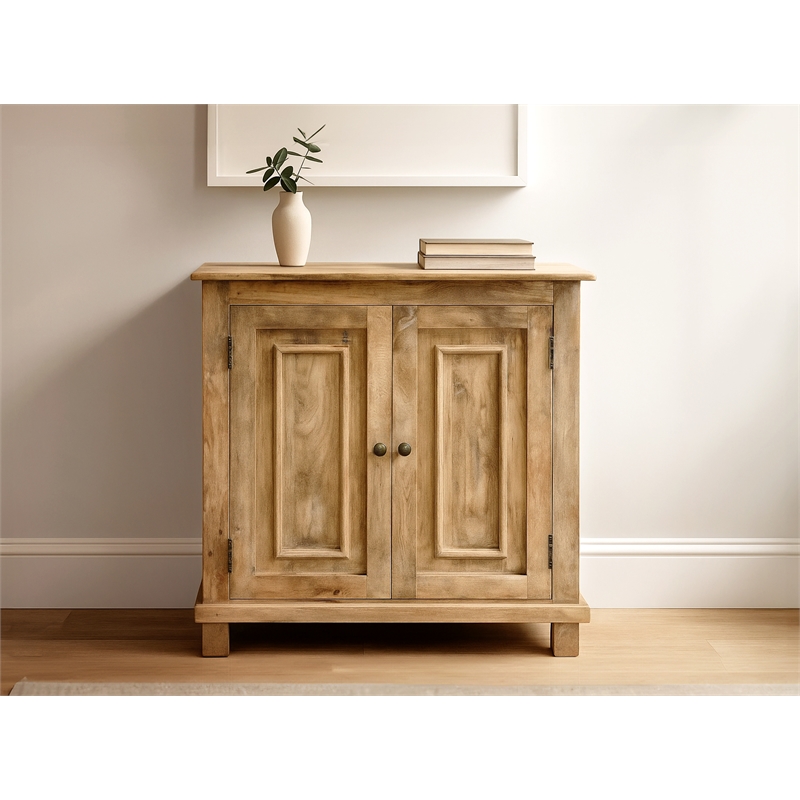 Jenna 2-Door Solid Wood Sideboard in Distressed Natural Finish
