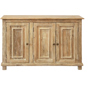 Jenna 3-Door Solid Wood Sideboard in Distressed Natural Finish