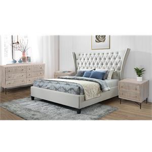 Lexis 4-Piece Bedroom Set - King Size Upholstered Bed/2 Nightstands/1 Dresser