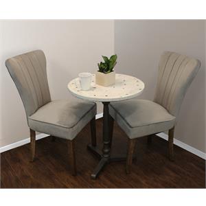 Sheridan 3-Piece Dining Set With 24&quot Stone Top Table In Ivory And 2 Mink Chairs