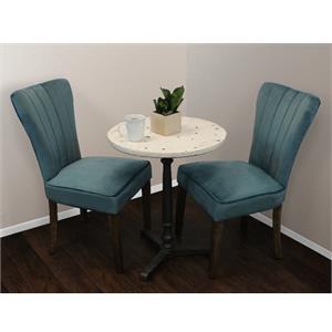 Sheridan 3-Piece Dining Set With 24&quot Stone Top Table In Ivory And 2 Teal Chairs