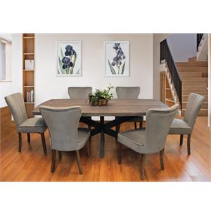 Felix 7-Piece Dining Set With 82&quot Rectangular Dining Table and 6 Mink Chairs