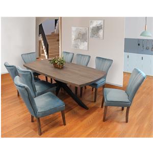 Felix 9-Piece Dining Set With 82&quot Rectangular Dining Table and 8 Teal Chairs