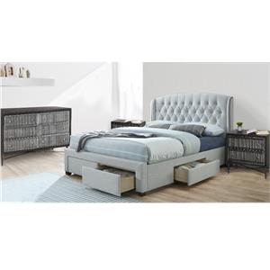 Adele 4-Piece Bedroom Set - King Size Upholstered Bed/2 Nightstands/1 Dresser