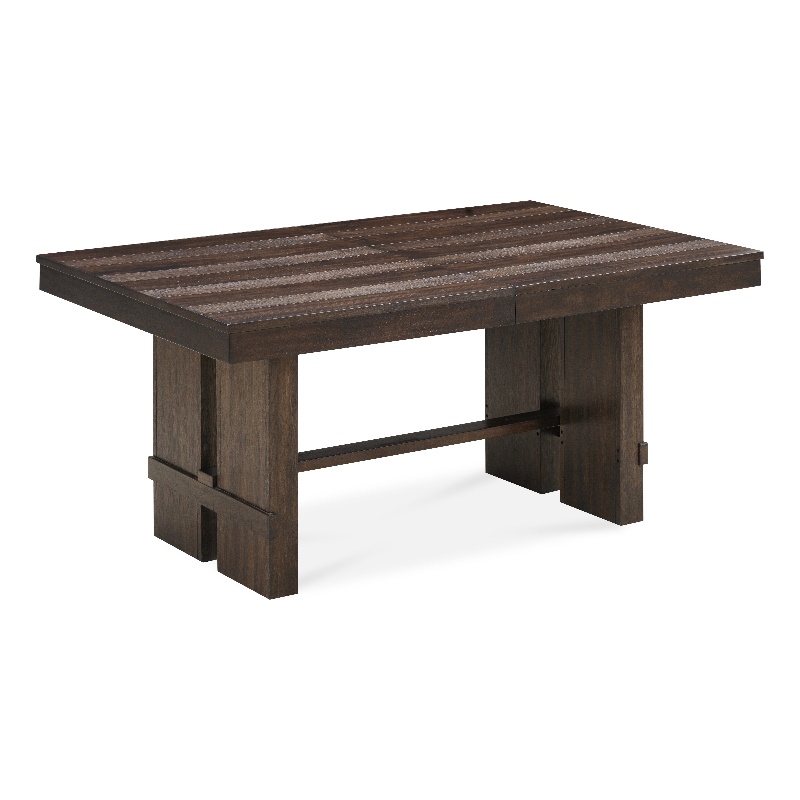 Dale Extendable Dining Table in Acacia Wood with Antique Brown Finish