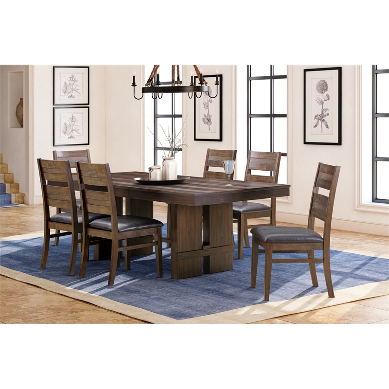 Dale Extendable Dining Table in Acacia Wood with Antique Brown Finish