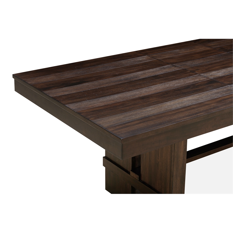 Dale Extendable Dining Table in Acacia Wood with Antique Brown Finish