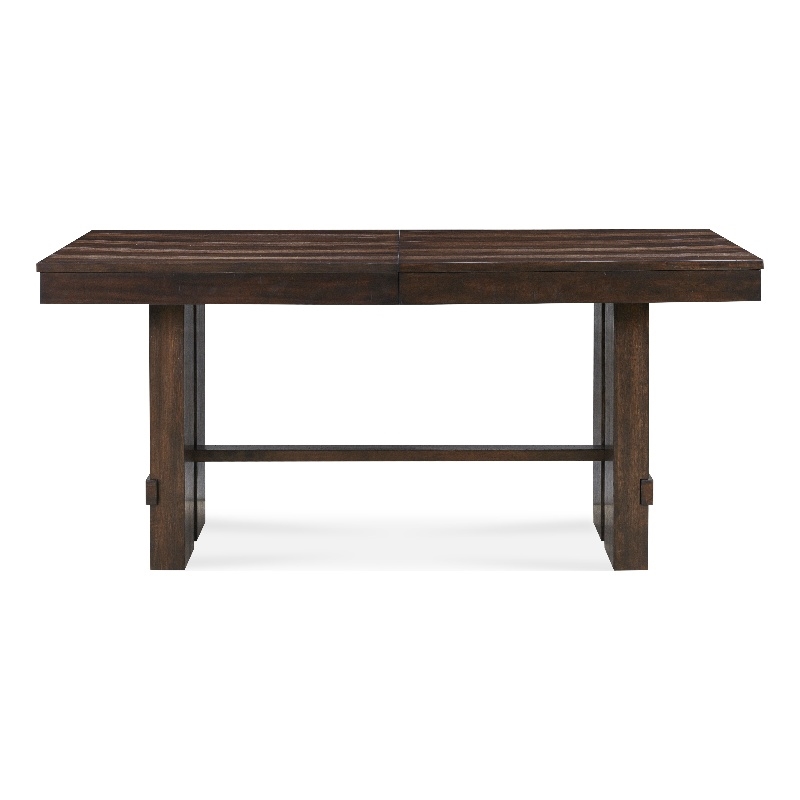Dale Extendable Dining Table in Acacia Wood with Antique Brown Finish