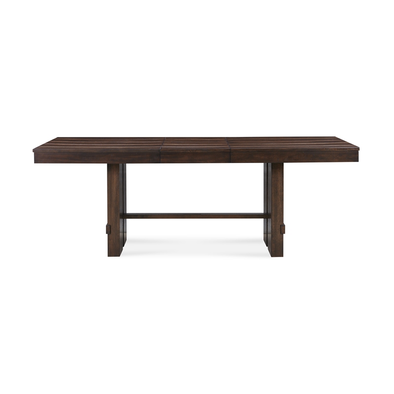 Dale Extendable Dining Table in Acacia Wood with Antique Brown Finish