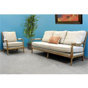 Windsor 2-Piece Living Room Seating Set with Ivory Linen Armchair and Sofa