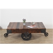 Metal And Reclaimed Wood Cart Coffee/Cocktail Table in Brown with Wheels
