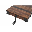 Metal And Reclaimed Wood Cart Coffee/Cocktail Table in Brown with Wheels